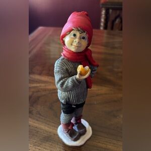 Candy Designs Norway Carl Larsson Winter Boy Apple Basket Figurine